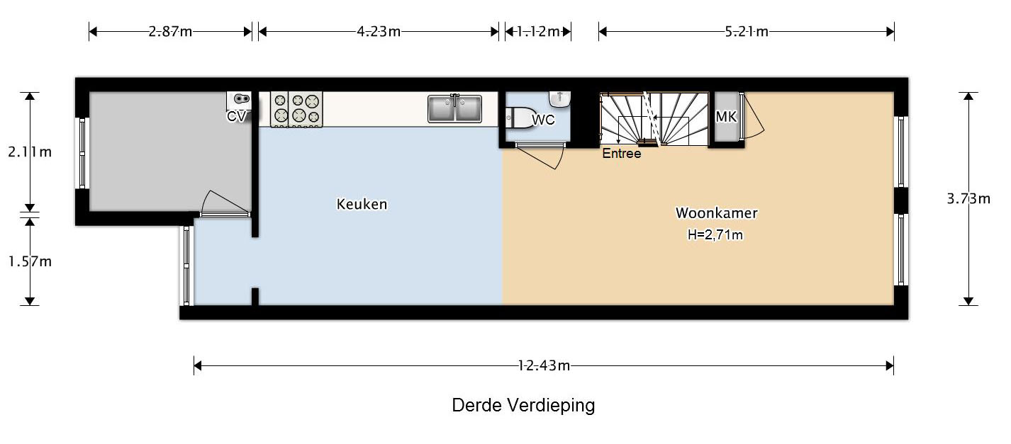 Kinkerstraat 274-C 1053 GB, Amsterdam, Noord-Holland Nederland, 2 Bedrooms Bedrooms, ,1 BathroomBathrooms,Apartment,For Rent,Kinkerstraat,3,1248