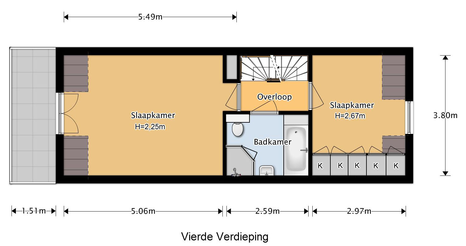 Kinkerstraat 274-C 1053 GB, Amsterdam, Noord-Holland Nederland, 2 Bedrooms Bedrooms, ,1 BathroomBathrooms,Apartment,For Rent,Kinkerstraat,3,1248