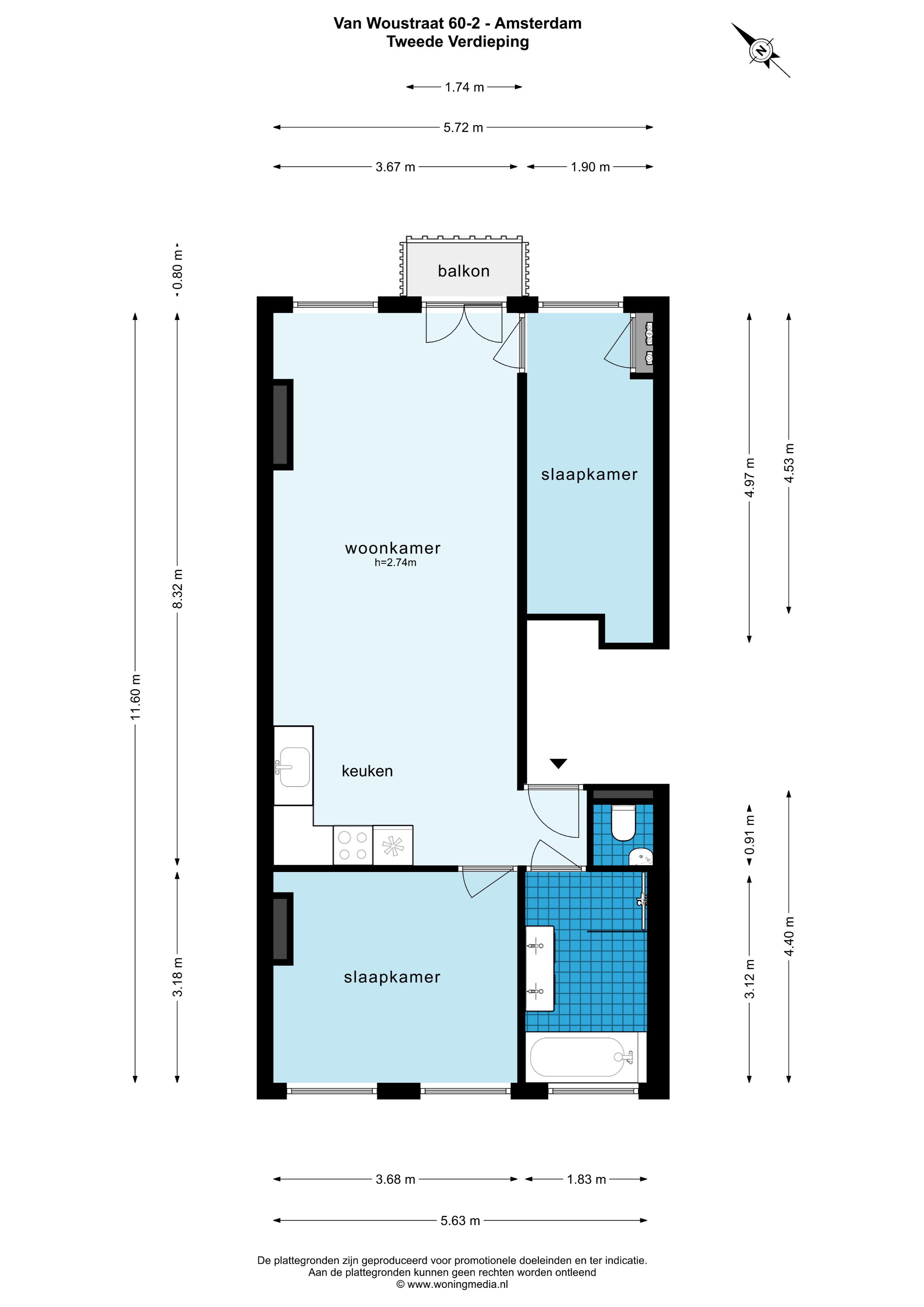 Van Woustraat 60 II 1073 LN, Amsterdam, Noord-Holland Nederland, 2 Slaapkamers Slaapkamers, ,1 BadkamerBadkamers,Appartement,Huur,Van Woustraat ,2,1501