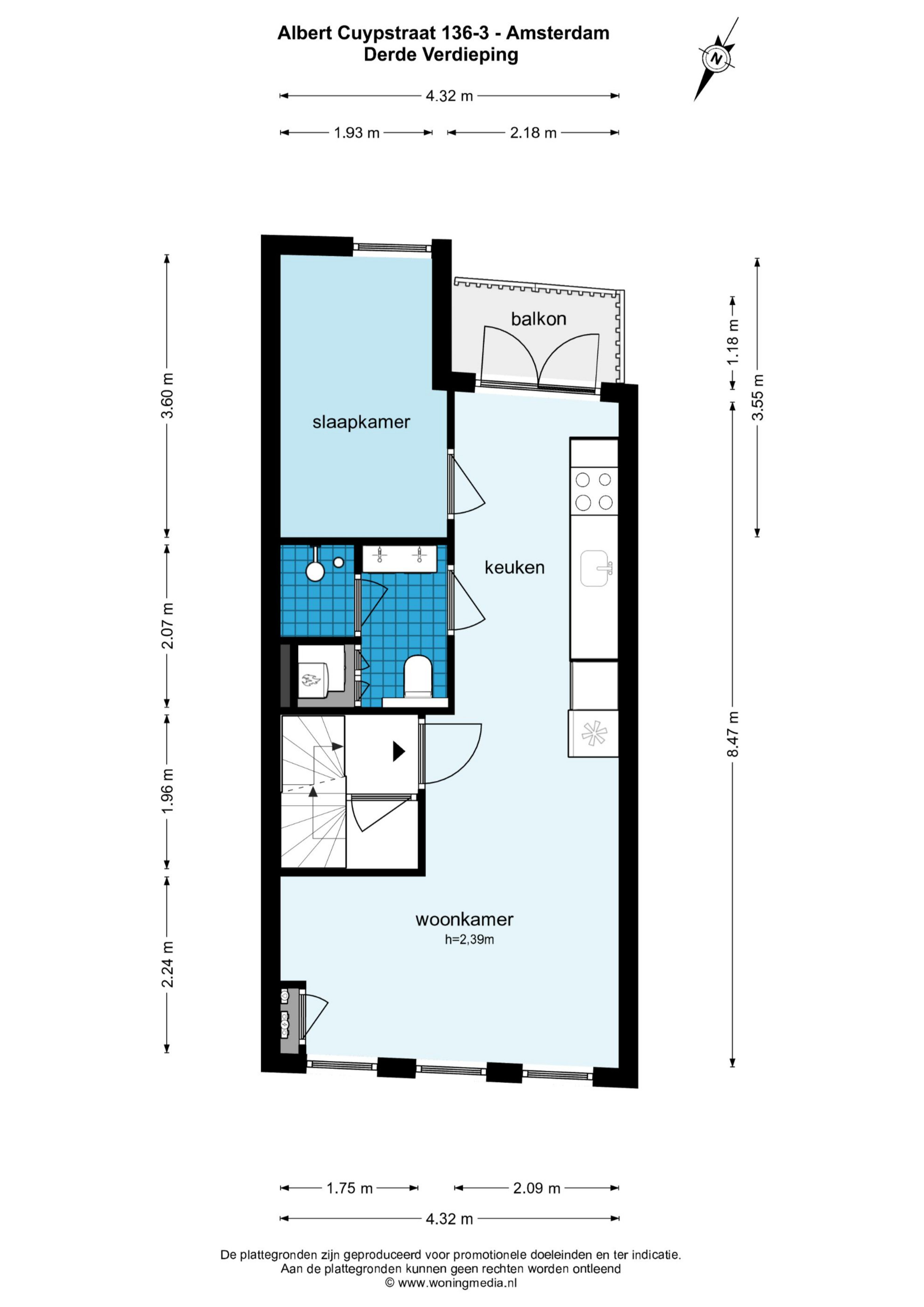 Albert Cuypstraat 136 III 1073 BJ, Amsterdam, Noord-Holland Nederland, 1 Slaapkamer Slaapkamers, ,1 BadkamerBadkamers,Appartement,Huur,Albert Cuypstraat,3,1533