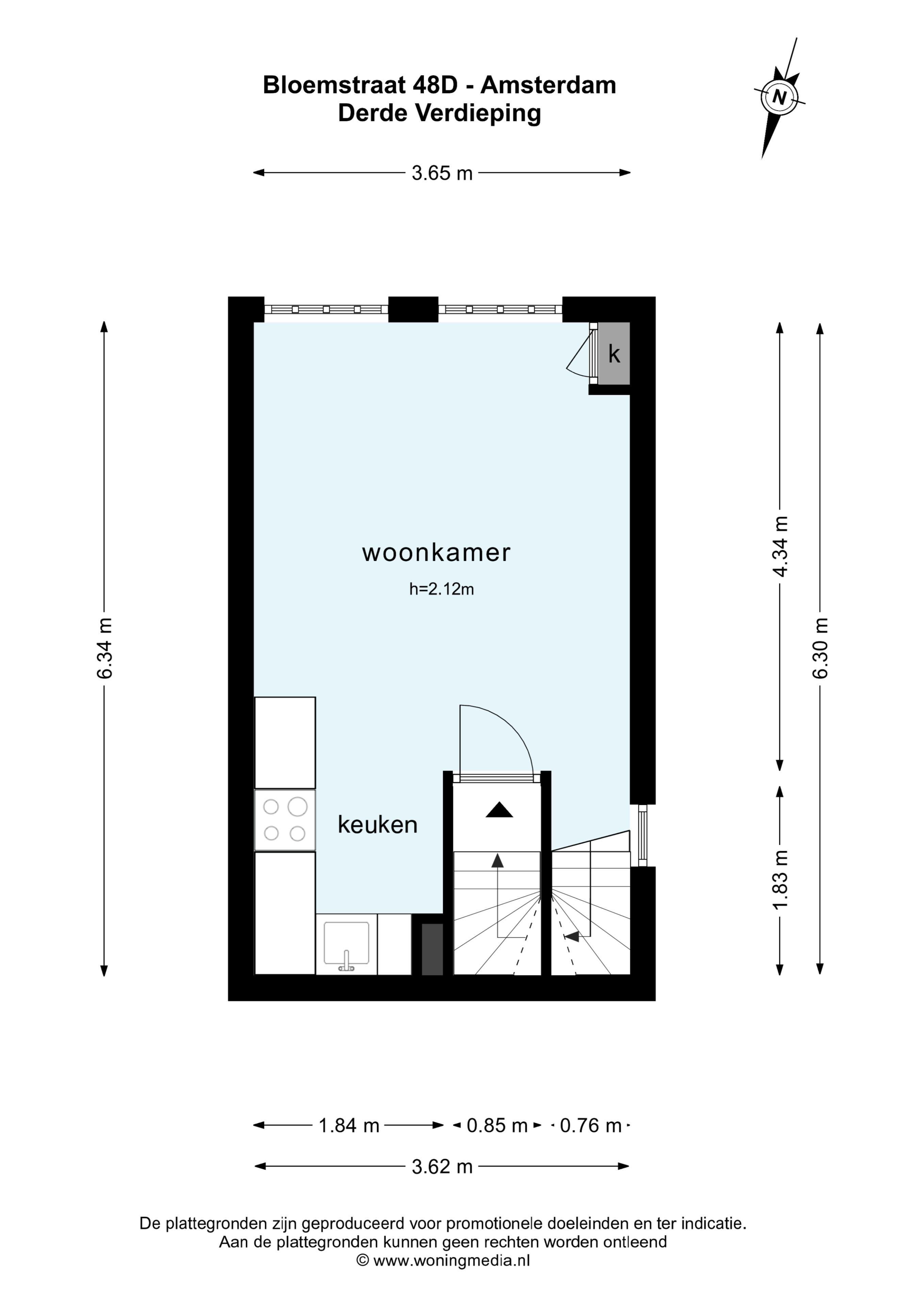 Bloemstraat 48 D, Amsterdam, Noord-Holland Netherlands, 1 Bedroom Bedrooms, ,1 BathroomBathrooms,Apartment,For Rent,Bloemstraat ,3,1551