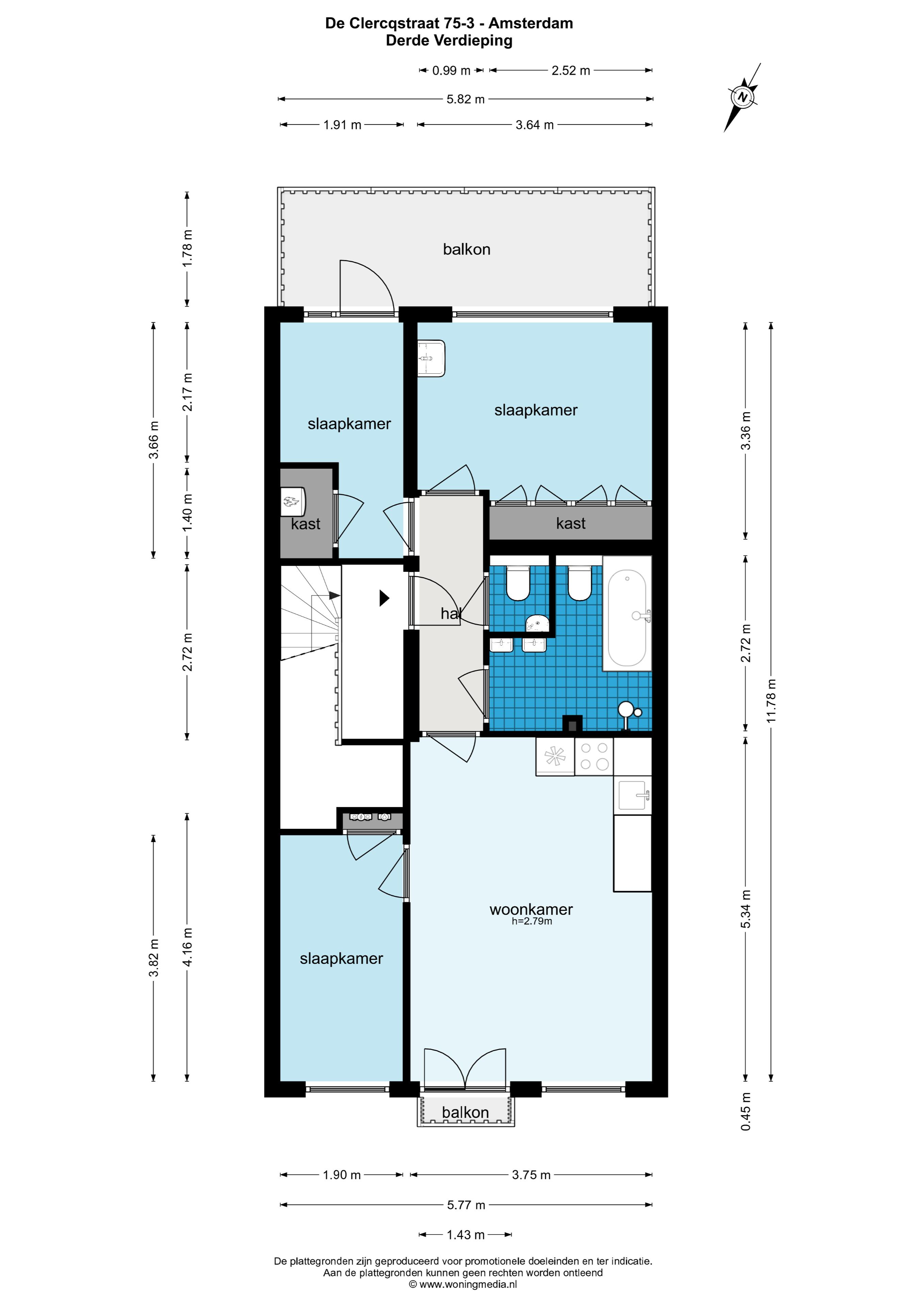 De Clercqstraat 75 III 1053 AE, Amsterdam, Noord-Holland Nederland, 3 Bedrooms Bedrooms, ,1 BathroomBathrooms,Apartment,For Rent,De Clercqstraat,3,1556