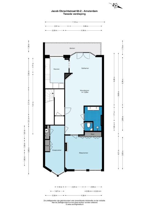 Jacob Obrechtstraat 64 II 1071 KN, Amsterdam, Noord-Holland Nederland, 2 Slaapkamers Slaapkamers, ,1 BadkamerBadkamers,Appartement,Huur,Jacob Obrechtstraat ,2,1666