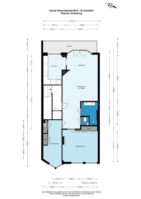 Jacob Obrechtstraat 64-II 1071 KN, Amsterdam, Noord-Holland Nederland, 2 Bedrooms Bedrooms, ,1 BathroomBathrooms,Apartment,For Rent,Jacob Obrechtstraat 64-II,2,1666