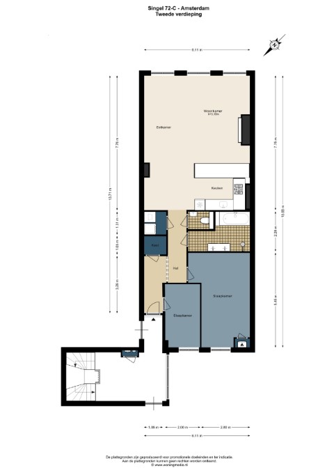 Singel 72 C 1015 AC, Amsterdam, Noord-Holland Nederland, 2 Bedrooms Bedrooms, ,1 BathroomBathrooms,Apartment,For Rent,Singel,1,1716